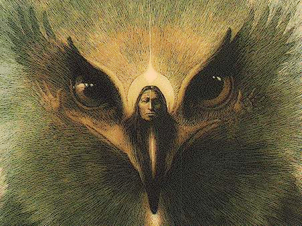 стилизованное изображение орла и индейца